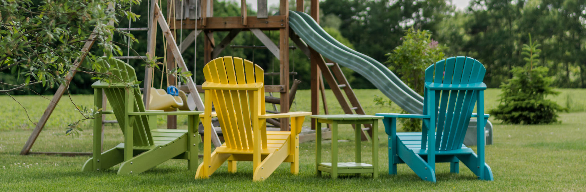 adirondack chairs and swingset